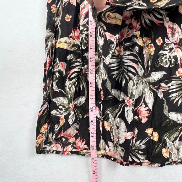 Style & Co Black Tropical Printed Flowy Pull On Midi Hi-Lo Layered Skirt L - Picture 13 of 13